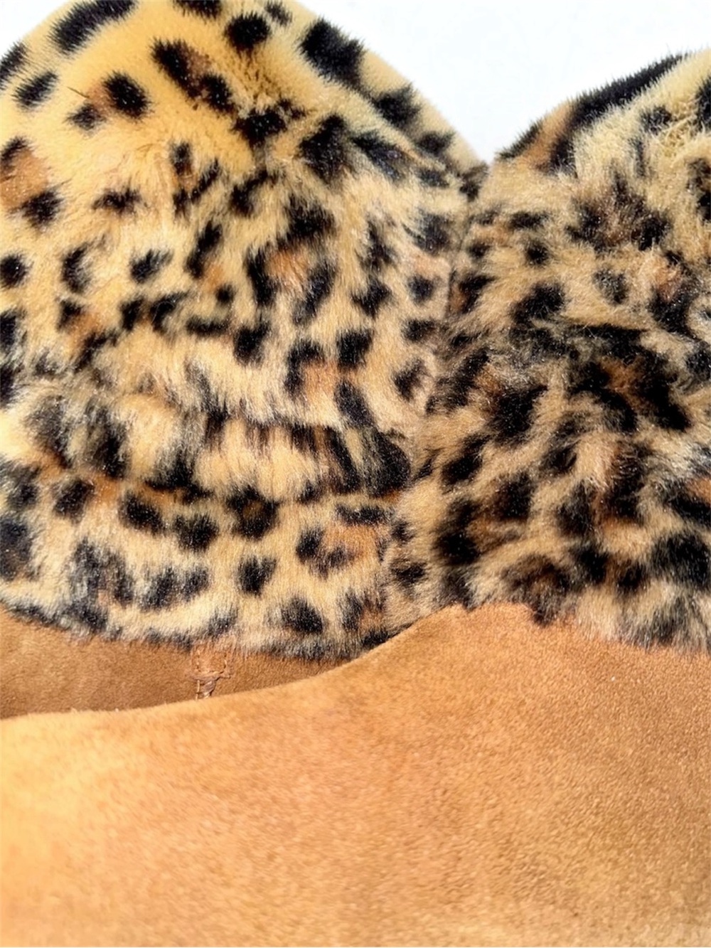 UGG Koolaburra Tan Suede Ankle Boots with Leopard Faux-Fur Cuff - Picture 15 of 16